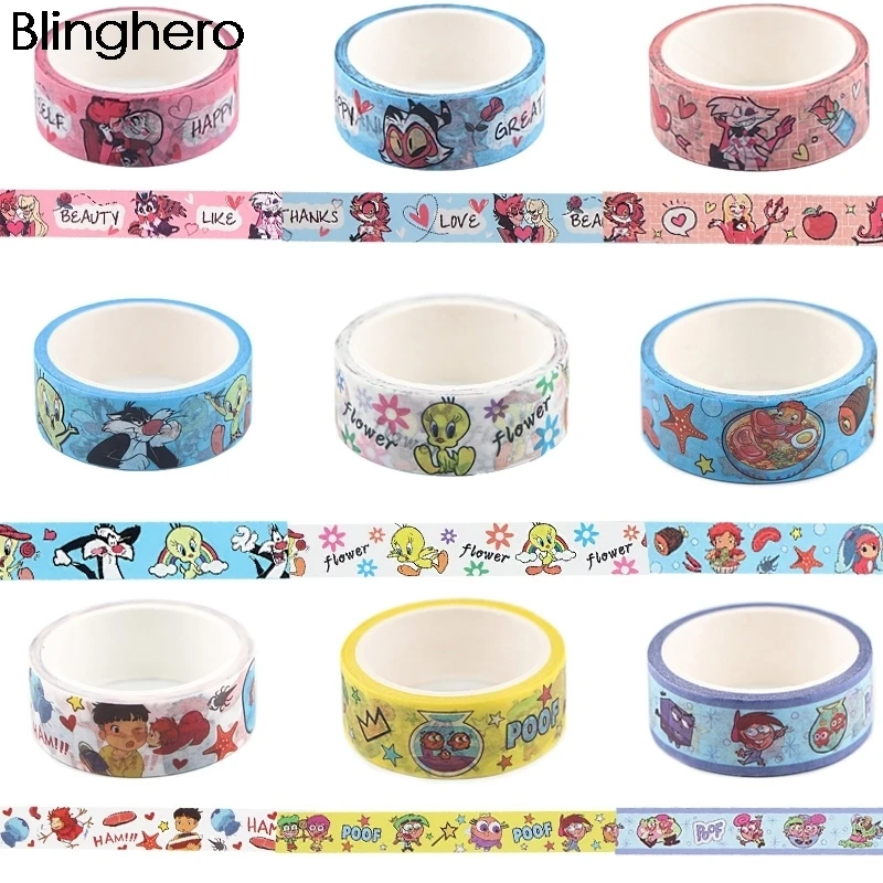

10pcs/lot BH1065 Blinghero 15mmX5m Cartoon Cute Washi Paper Tape Kawaii Adhesive Tape Sticker Label Decal Gift