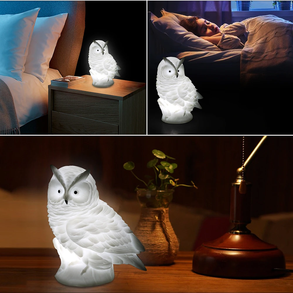 

Night Lights DC5V LED Owl Night Lamp Desk Table Lamp LR44 Battery Powered Animal Night Light Bedside Lamp