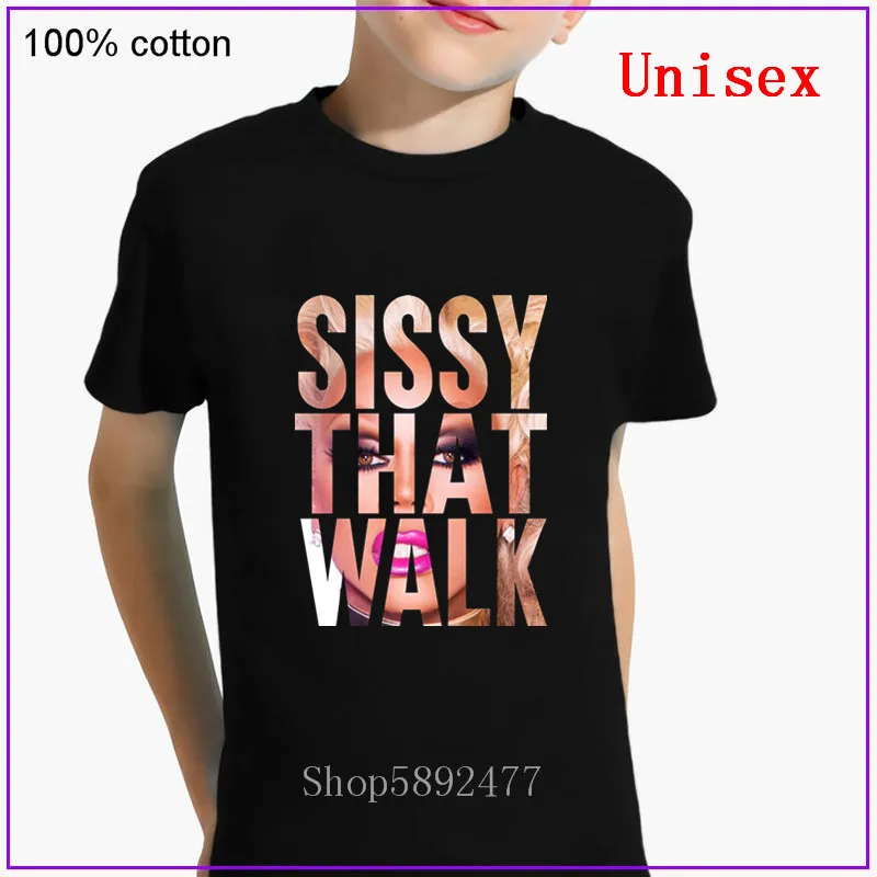 Детская футболка модная разноцветная с принтом Rupaul Sissy That Walk одежда короткими