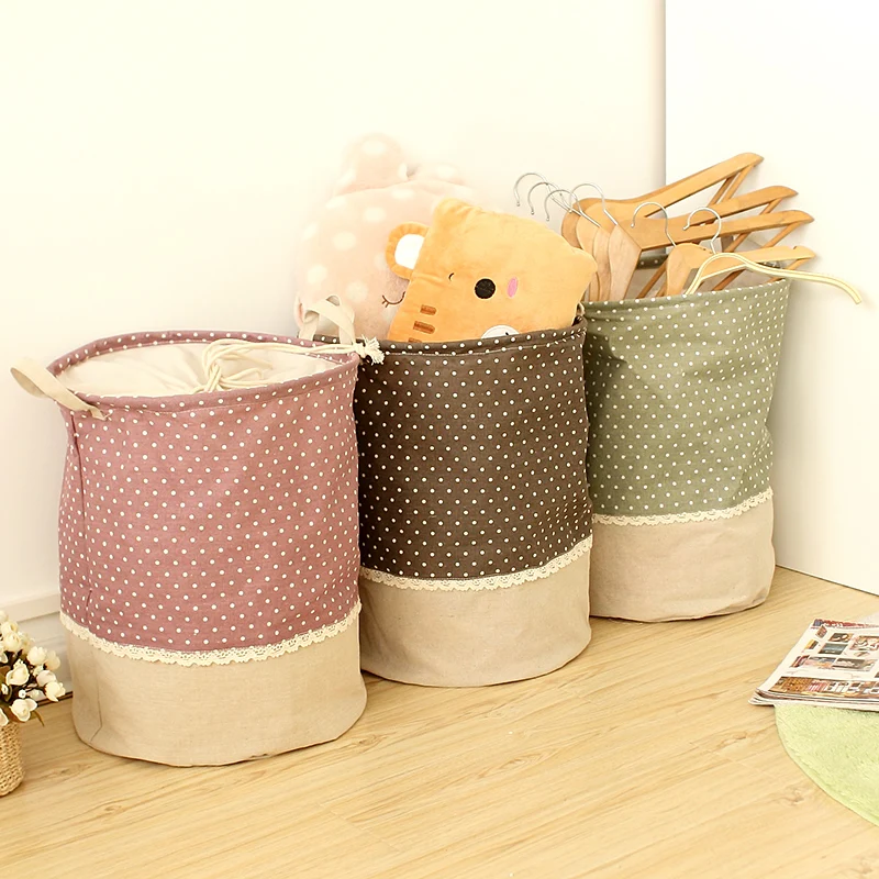 

3 Sizes The beam port Linen Multi-function Handle Stackable storage barrel Laundry basket Toy Storage box