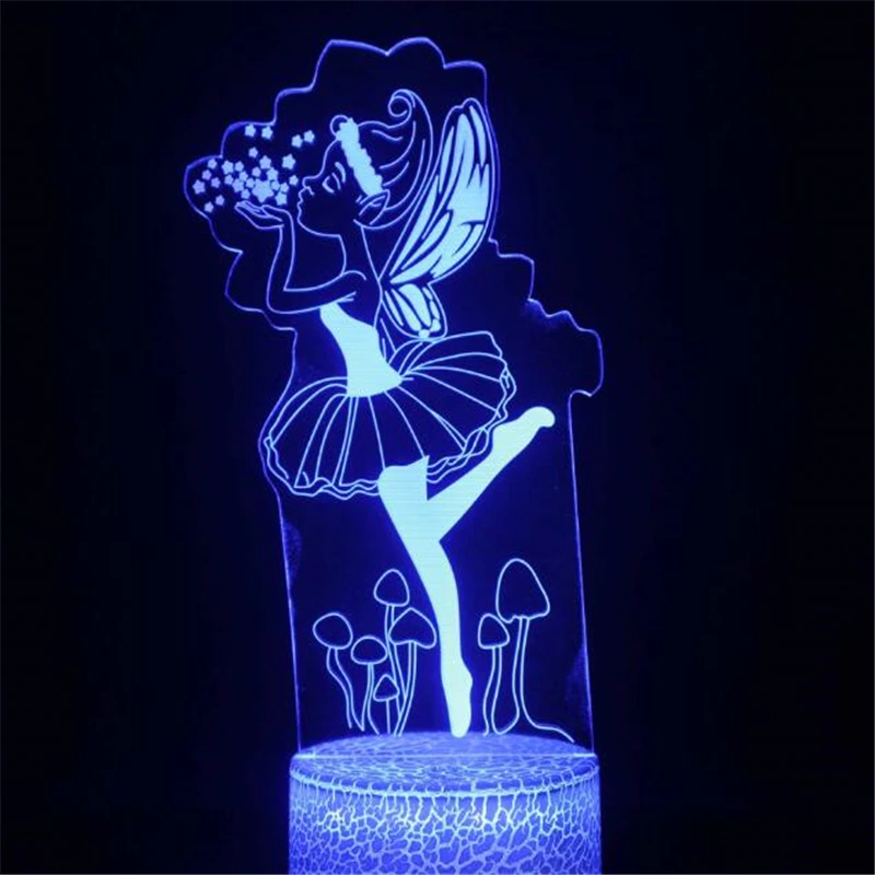 Светодиодный ночсветильник с мультяшным Диснеем фея колокольчик 3D лампа