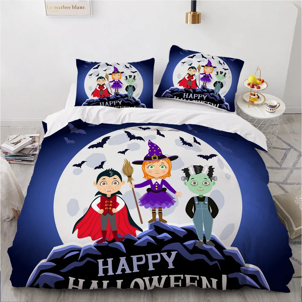 

3D Western Gray Cartoon Duvet Cover Sets Bedding Bag Pillow Sham Double Single Twin Full Queen King Halloween Custom Beddings