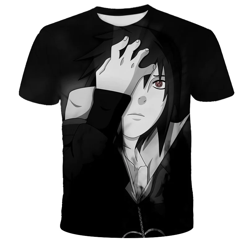 

Japanese Fashion Naruto Cartoons Cool T-Shirt Men Sasuke Round Neck Short Sleeve T-Shirt Harajuku Slim Unisex Clothing T-shirt