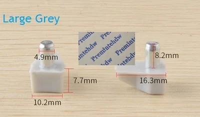 Large Grey 100 шт./лот, 5 мм стержень, пластиковая подставка для полки, подножки, мебельная полка, книжный шкаф, полка, кронштейн, серый, коричневый, белый, прозрачный - Цвет: Large Grey