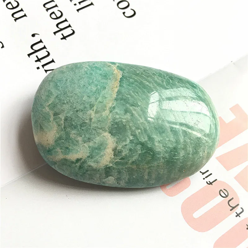 

1PC Natural Polished Amazonite Quartz Crystal Massage Palm Stone Specimen Healing Natural Stones and Minerals