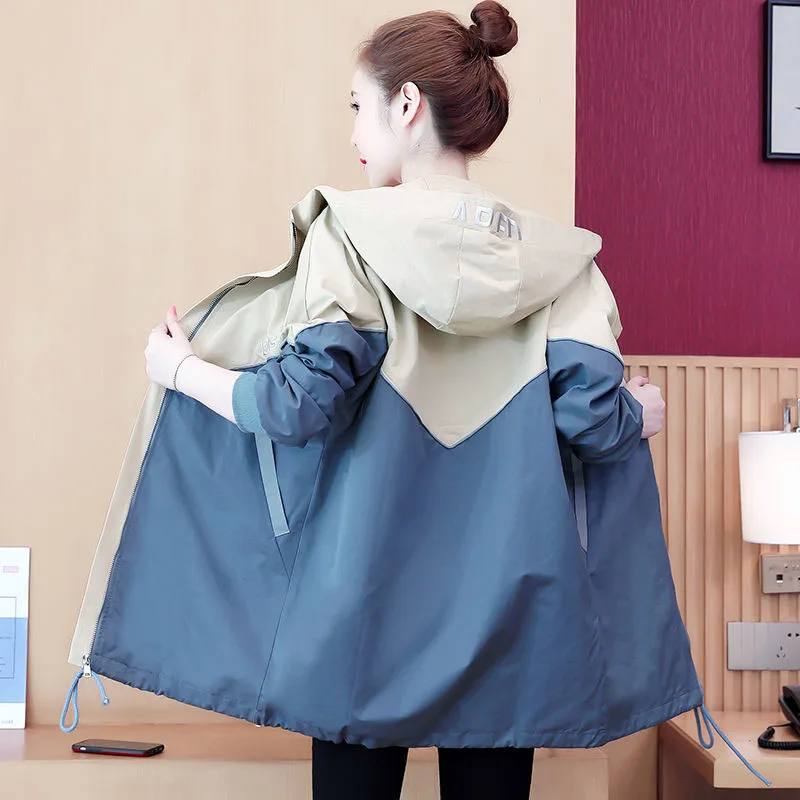 

Spring Autumn Women Korean Trench Coat Casual Loose Women's Hoodie Windbreaker Women's Coats Ladies Plus Size Outerwear Overcoat