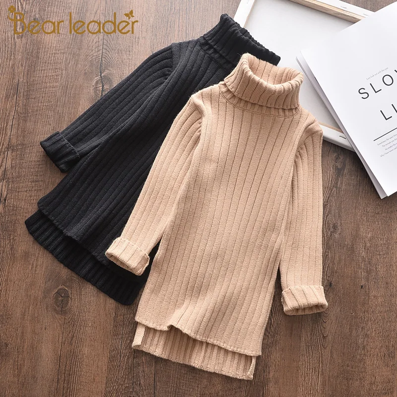 

Bear Leader Casual Girl Dress Turtleneck Autumn and Winter Dress New Winter Item Girl Long Top Two Colors Girl Dresses Vestidos