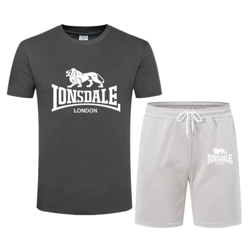 

2021 men's suit T-shirt + shorts two-piece casual sportswear men/women suit printed top + pants gym fitness shorts