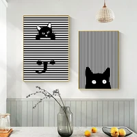black white abstract line cat poster canvas painting wall art nordic posters and prints wall pictures for living room home decor