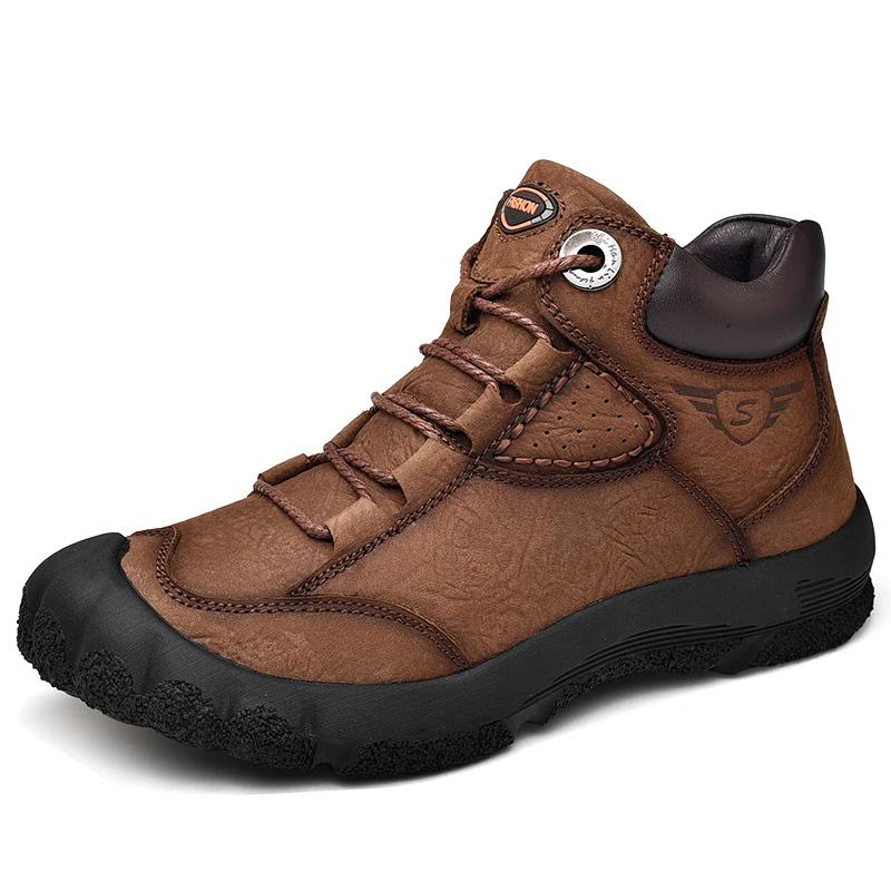 

Мужские водонепроницаемые походные туфли, дышащие Нескользящие, из натуральной кожи, для скалолазания, треккинга, зимняя обувь, на осень