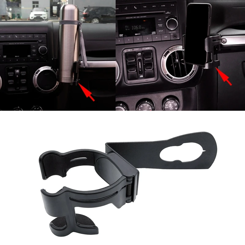 

Multi-Function Water Cup Bottle Car Mobile Phone Gps Cell Mount Holder Stand for Jeep Wrangler Jk 2007-2017 Black