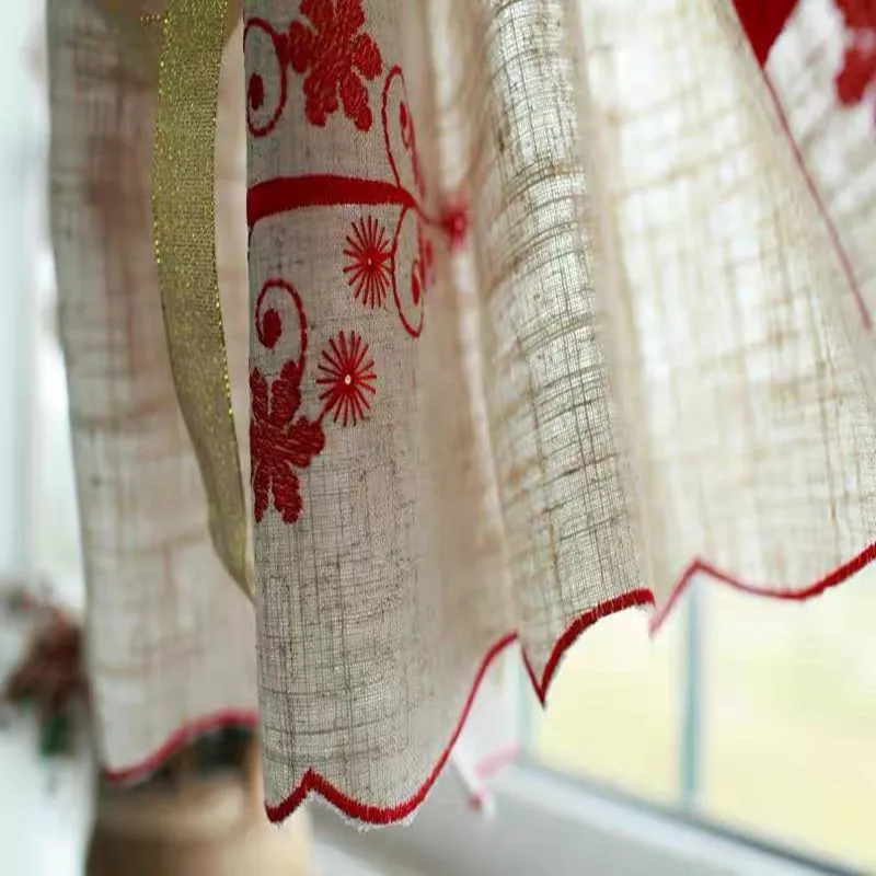 Занавеска в стиле кантри из хлопка и льна с вышивкой виде оленя воздушный шар