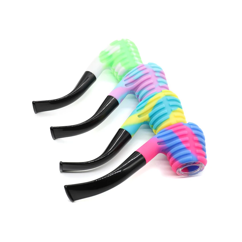 1 шт. разноцветная табачная труба стеклянная чаша молоток силиконовая