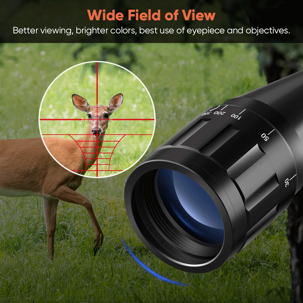 6 24x50 AOE Riflescope Регулируемый зеленый красный точечный охотничий светильник Оптика
