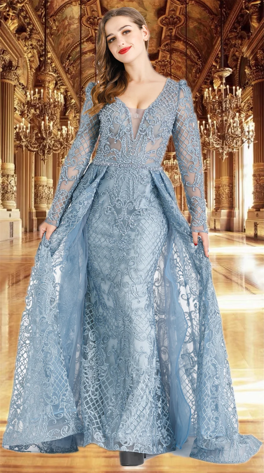 Женское вечернее платье с юбкой годе со шлейфом|Вечерние платья| |