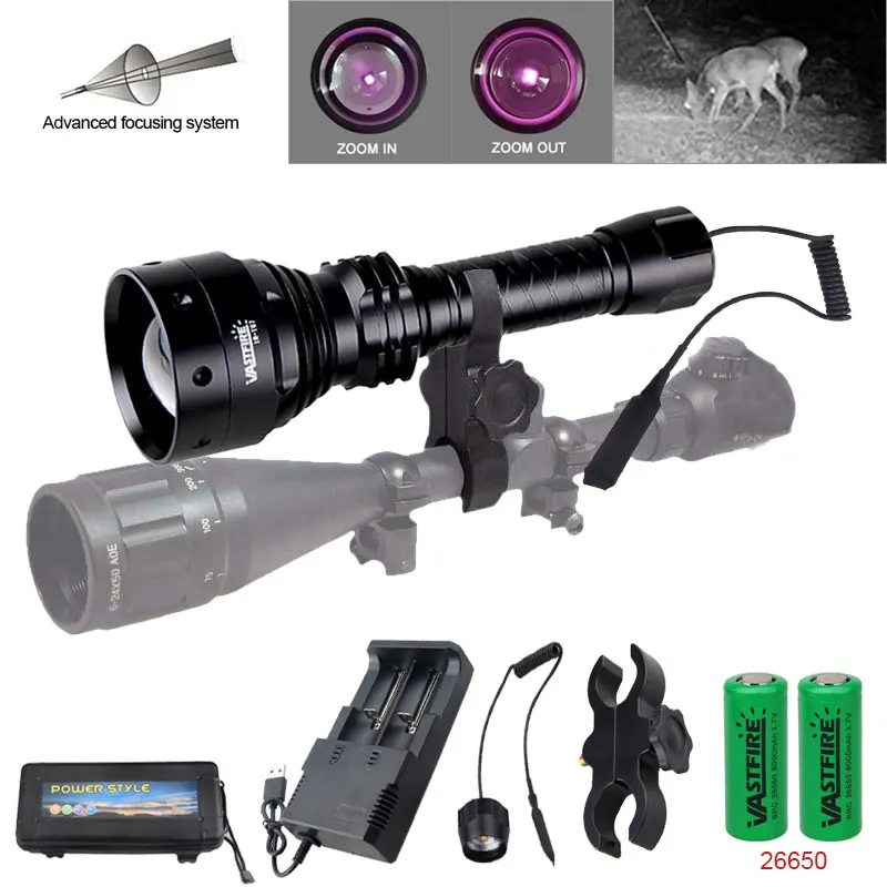 

T67 IR 850nm Zoomable Night Hunting Flashlight Tactical Infrared Radiation Lanterna illuminator For 30mm Rifle Socpe Rail Mount