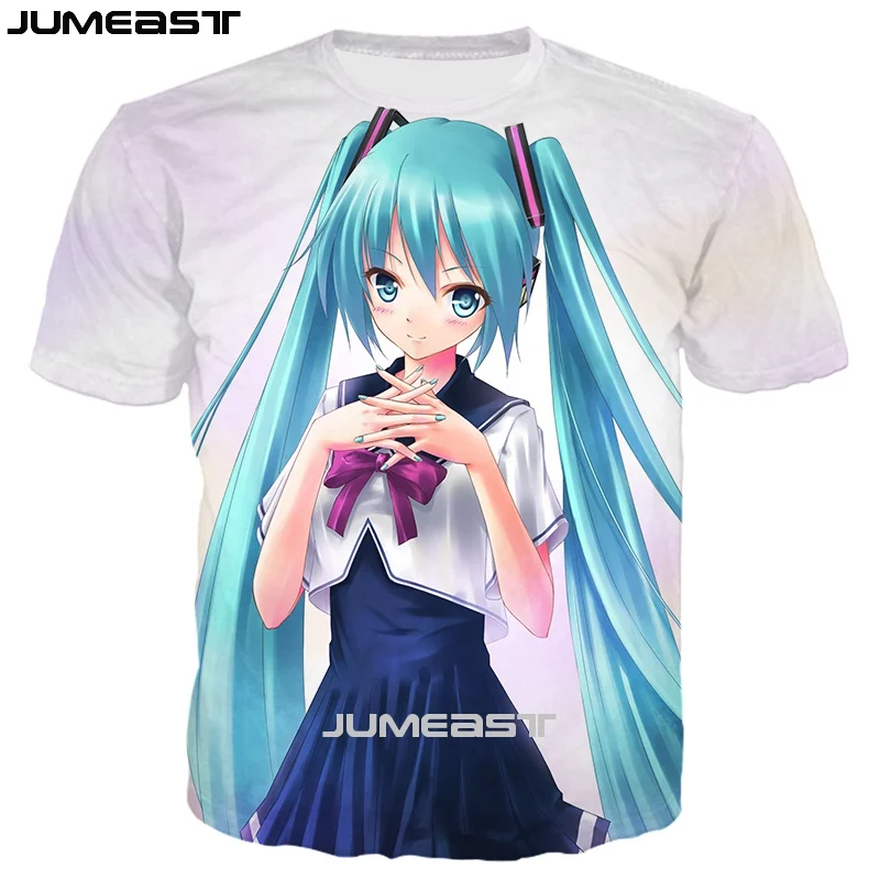 Бренд Jumeast, Мужская/женская футболка с 3D принтом, Аниме Vocaloid Hatsune Miku, короткий рукав, новинка, футболка, спортивный пуловер, летние топы, футболки - Цвет: 18