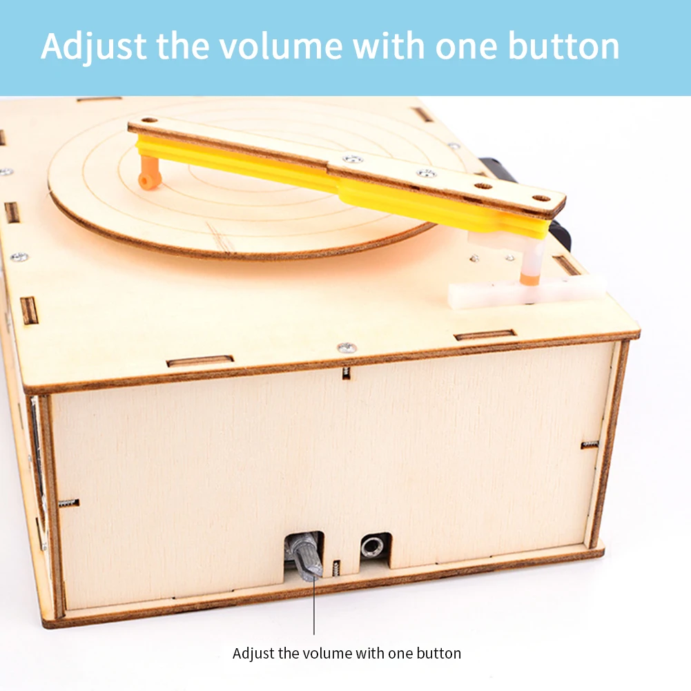 

3D DIY Wood Phonograph Kit Volume Adjustable Classical Model Building Assembled Gift Battery Powered HIFI Speaker Music Box