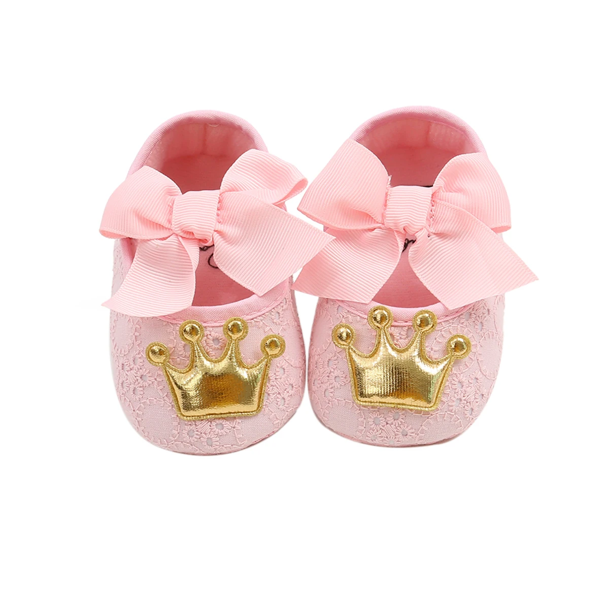 

Cute Baby Girl Crown Shoes Soft Sole Bow Princess No-Slip Infant Prewalkers First Walkers