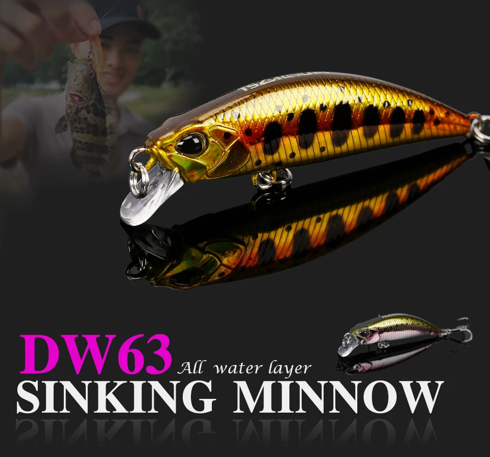 TSURINOYA Тонущая мини Гольян DW63 Вибрация жесткая приманка поток рыболовные воблеры кривошипная приманка карандаш качели Swimbait