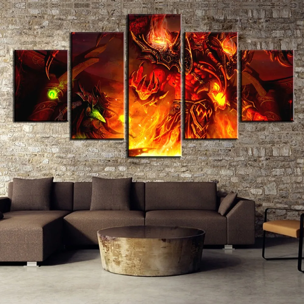 Модульная 5 шт. World of Warcraft Игра плакат Картина Wall Art Украшение дома Гостиная холст