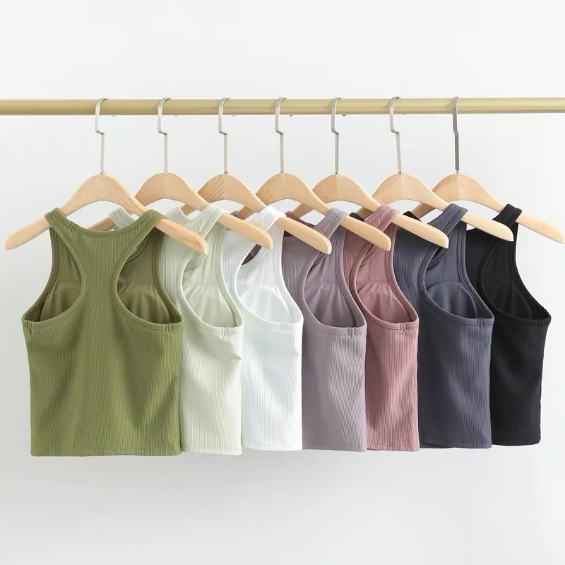 Топ женский эластичный в рубчик для занятий спортом и йогой |