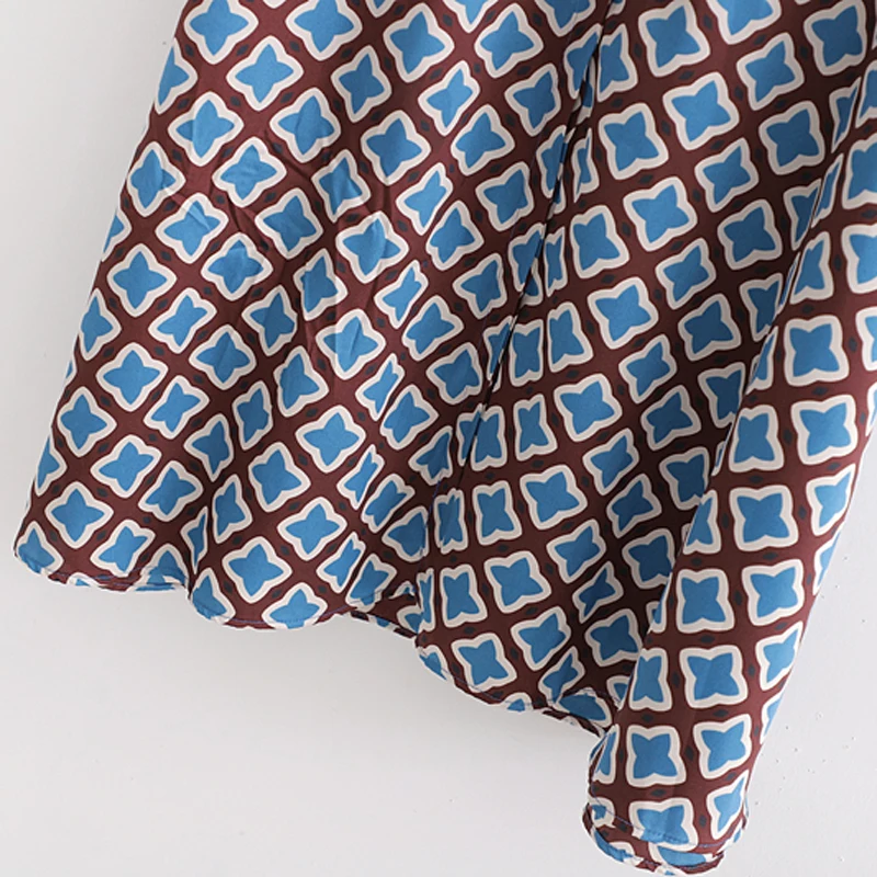 ZOEPO платья с геометрическим принтом женские модные отложным воротником