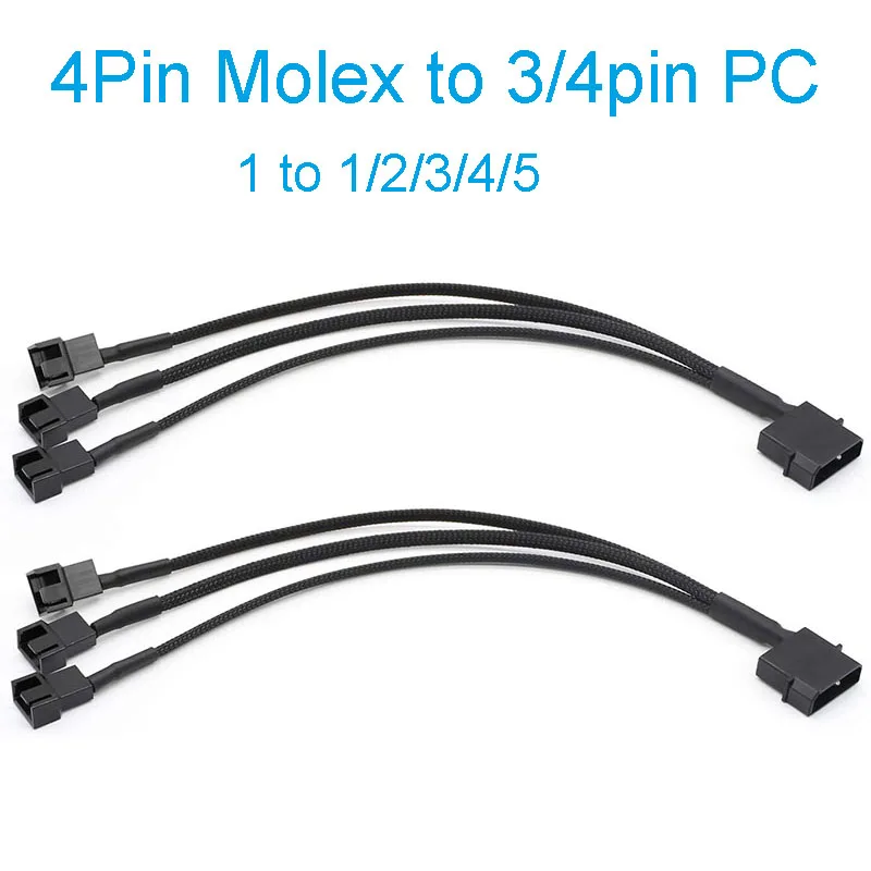 

4-Pin Molex на 1/2/3/4/5x3 Pin / 4 Pin PMW 12V PC чехол для компьютера охлаждение для коридора кабель адаптера питания