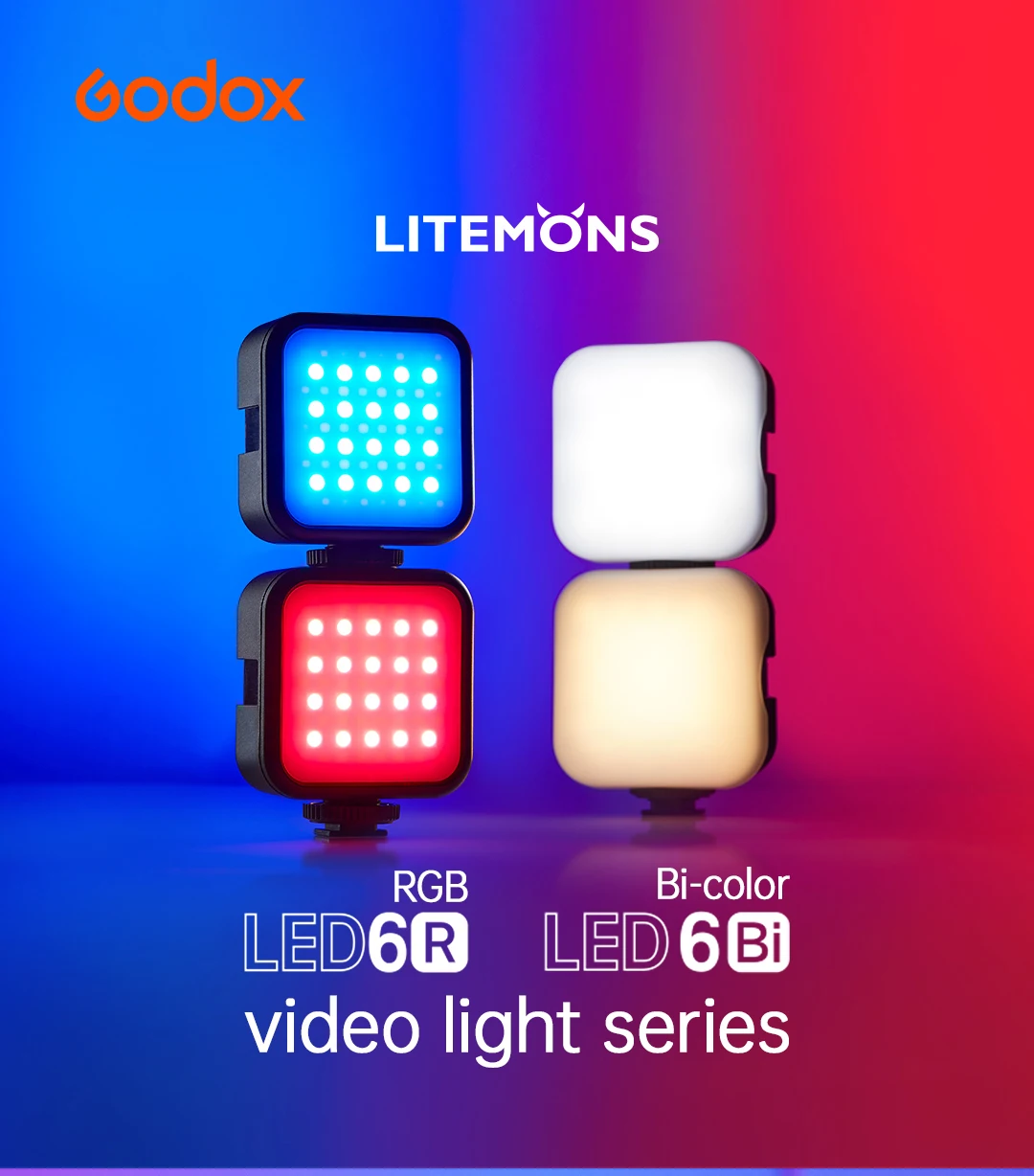 

Godox 6R 6Bi RGB Led Camera Video Lights 1800mAh Li-ion Battery 13 FX Effects For Youtube Vlog Video Light Live Streaming