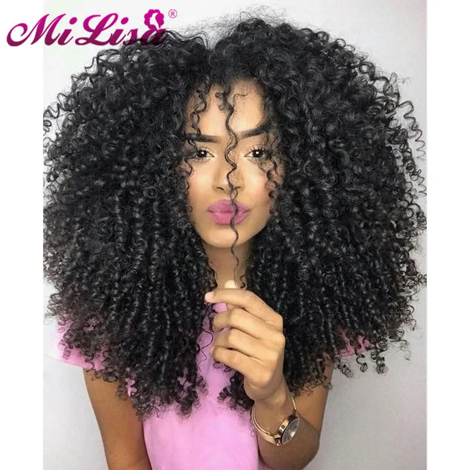 Кудрявые Парики 10 дюймов натуральный цвет Предварительно сорванные с волосами