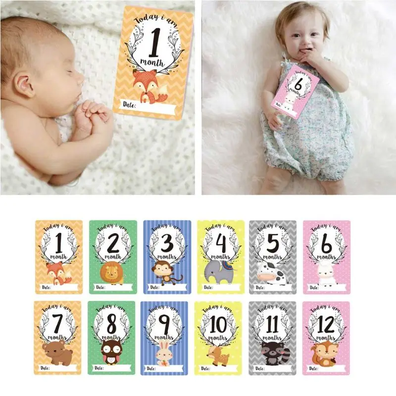 

12 Sheet Milestone Photo Sharing Cards Gift Set Baby Age Cards - Baby Milestone Cards, Baby Photo Cards - Newborn Photo