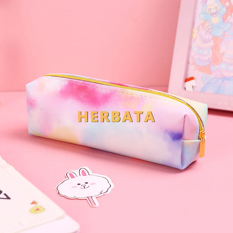 Школьный кавайный пенал сумка косметичка из искусственной кожи большой для