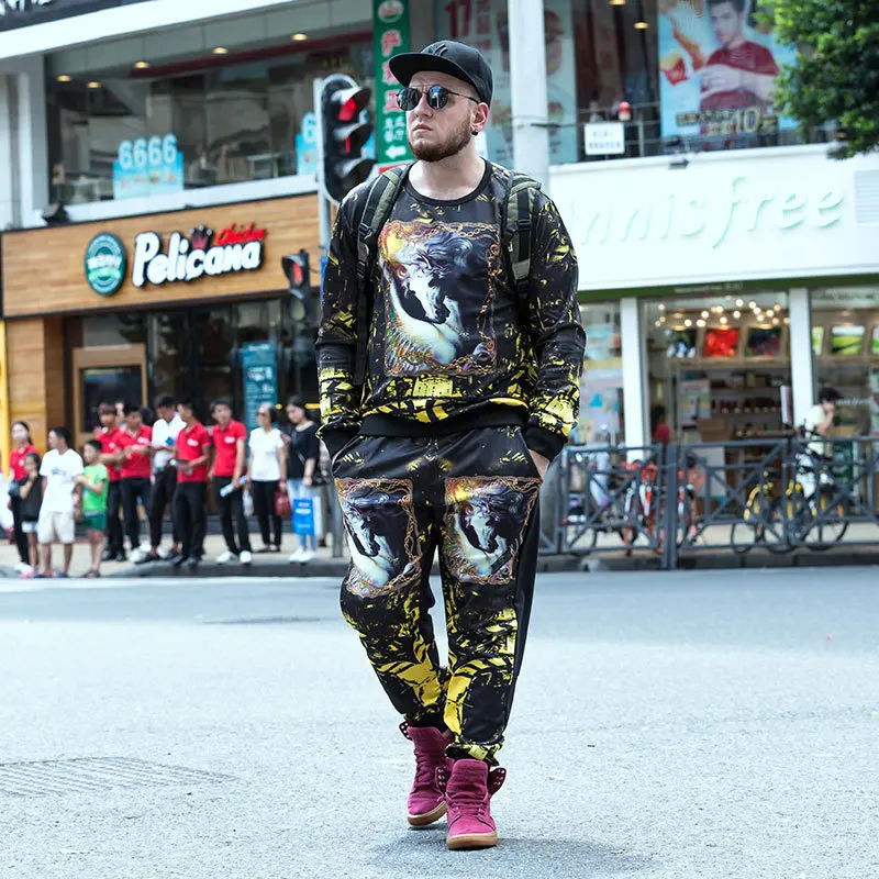 

Plus size men's autumn fat plus size casual sports men's fat sweater trend loose long-sleeved t-shirt