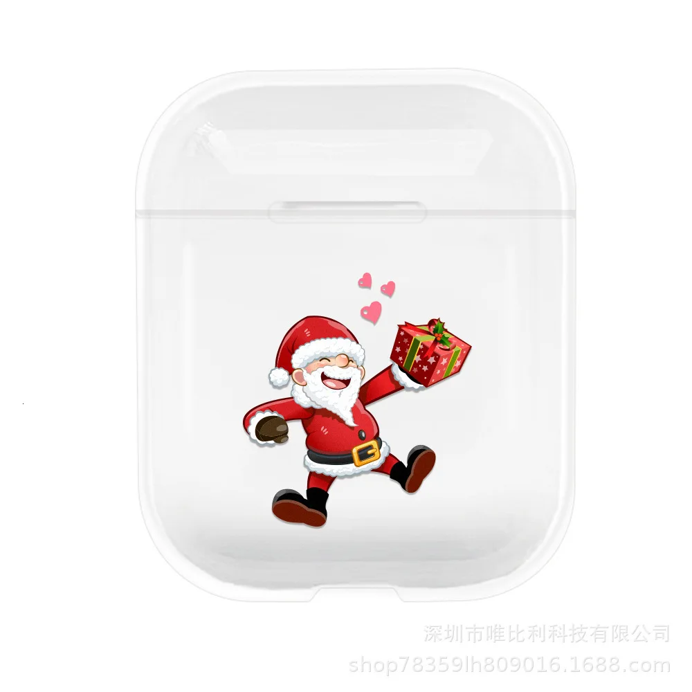 Жесткий защитный чехол для AirPods 1 2 Рождественский окрашенный Прозрачный apple air pods