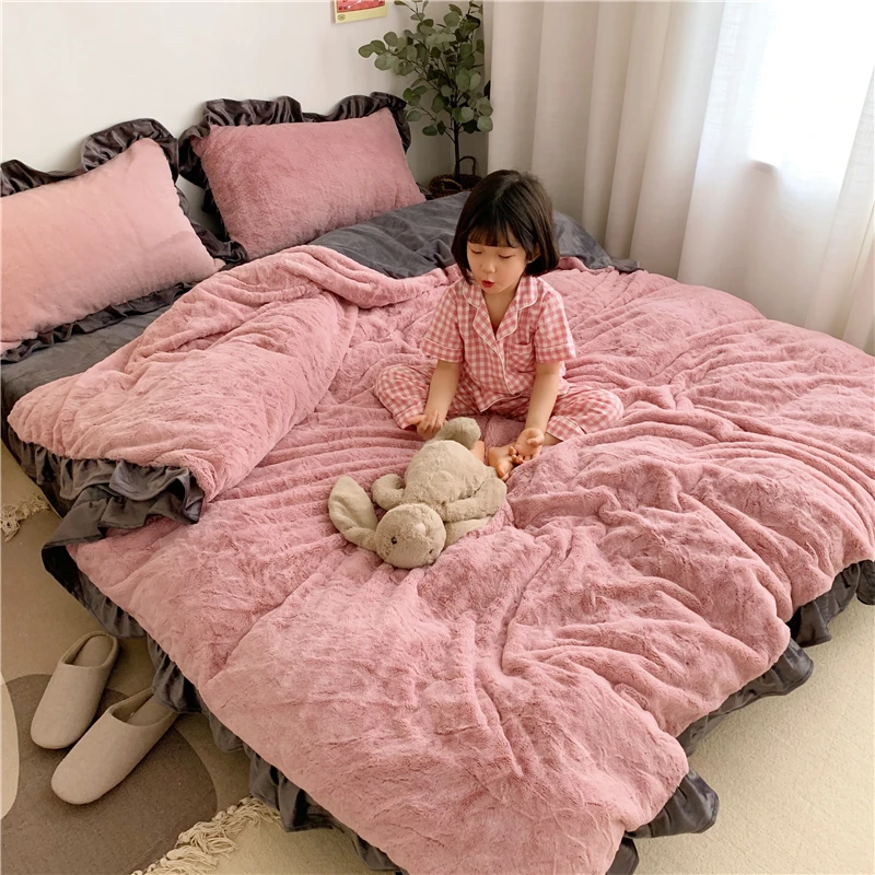 Плотный Теплый Бархатный фланелевый флисовый набор постельных принадлежностей