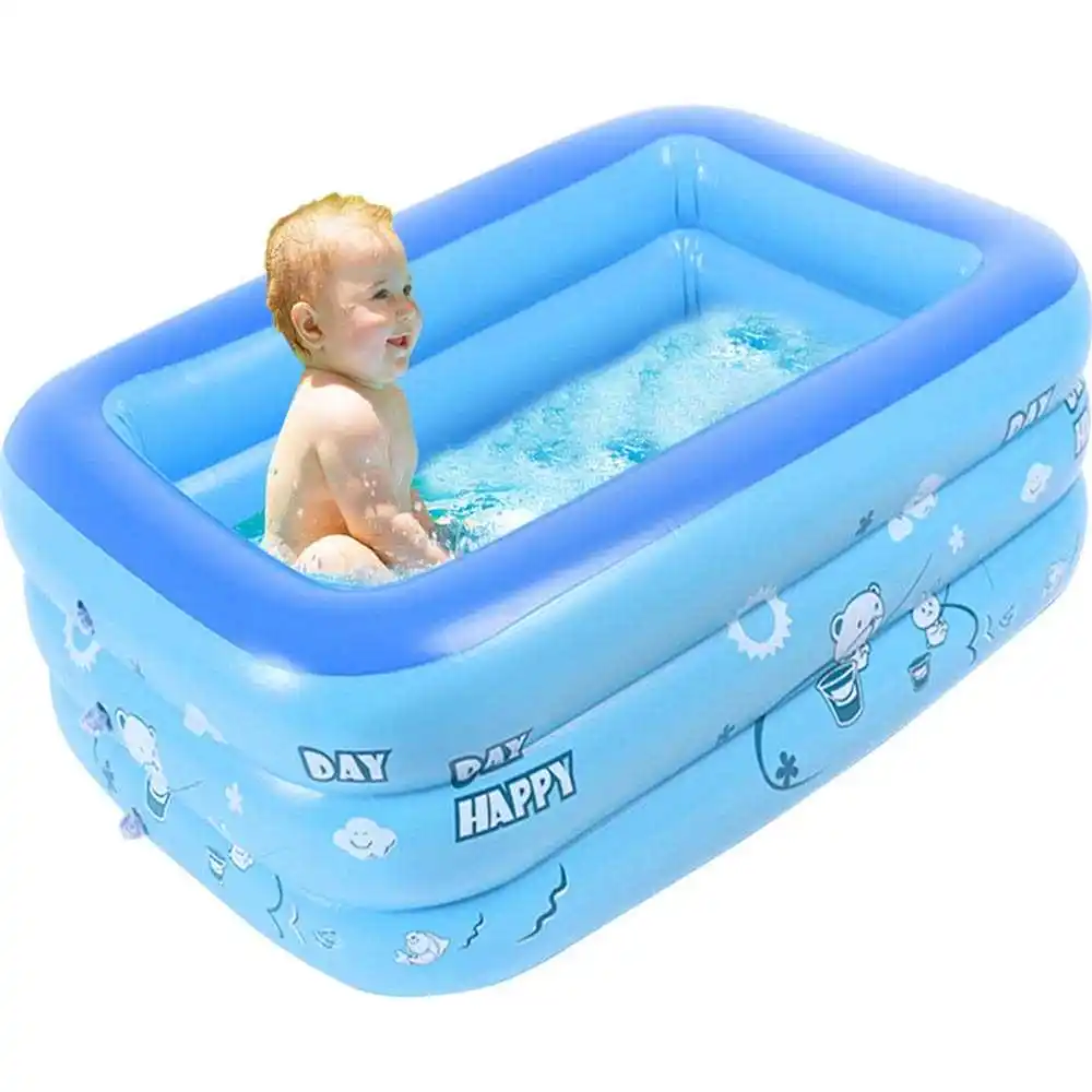 

150/130/120cm 2/3Layers Children Inflatable Pool Bathing Tub Baby Kid Home Outdoor Large Inflatable Square Swimming Pool