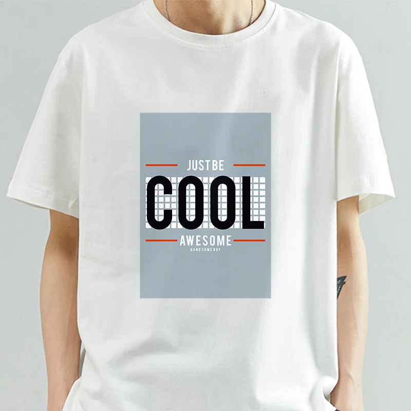 

Just Be Awesome T Shirt Clothes for Men and Women Cool Korean Funny Matching White Tops Tee Femme Plus Size Kawaii 2021