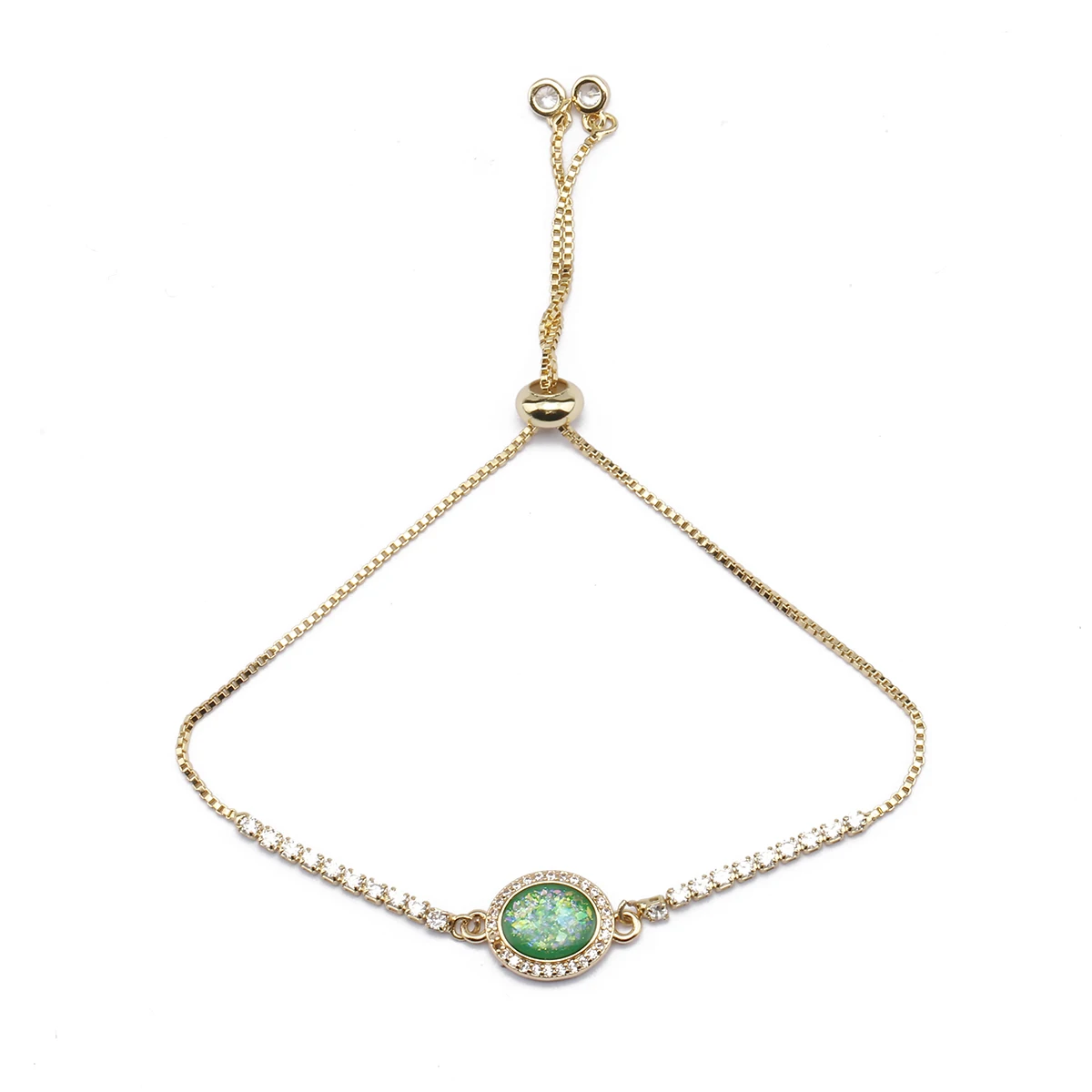 Женский позолоченный браслет с опалом и фианитами в стиле ретро - купить по