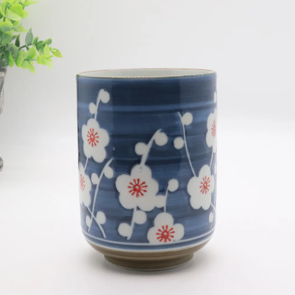 

Junrutc Tea Cup,Pottery Chinese Tea Cup,Japanese Yunomi Sushi Tea Cup,Hand-Drawn Asian Porcelian Tea Cup,10 oz