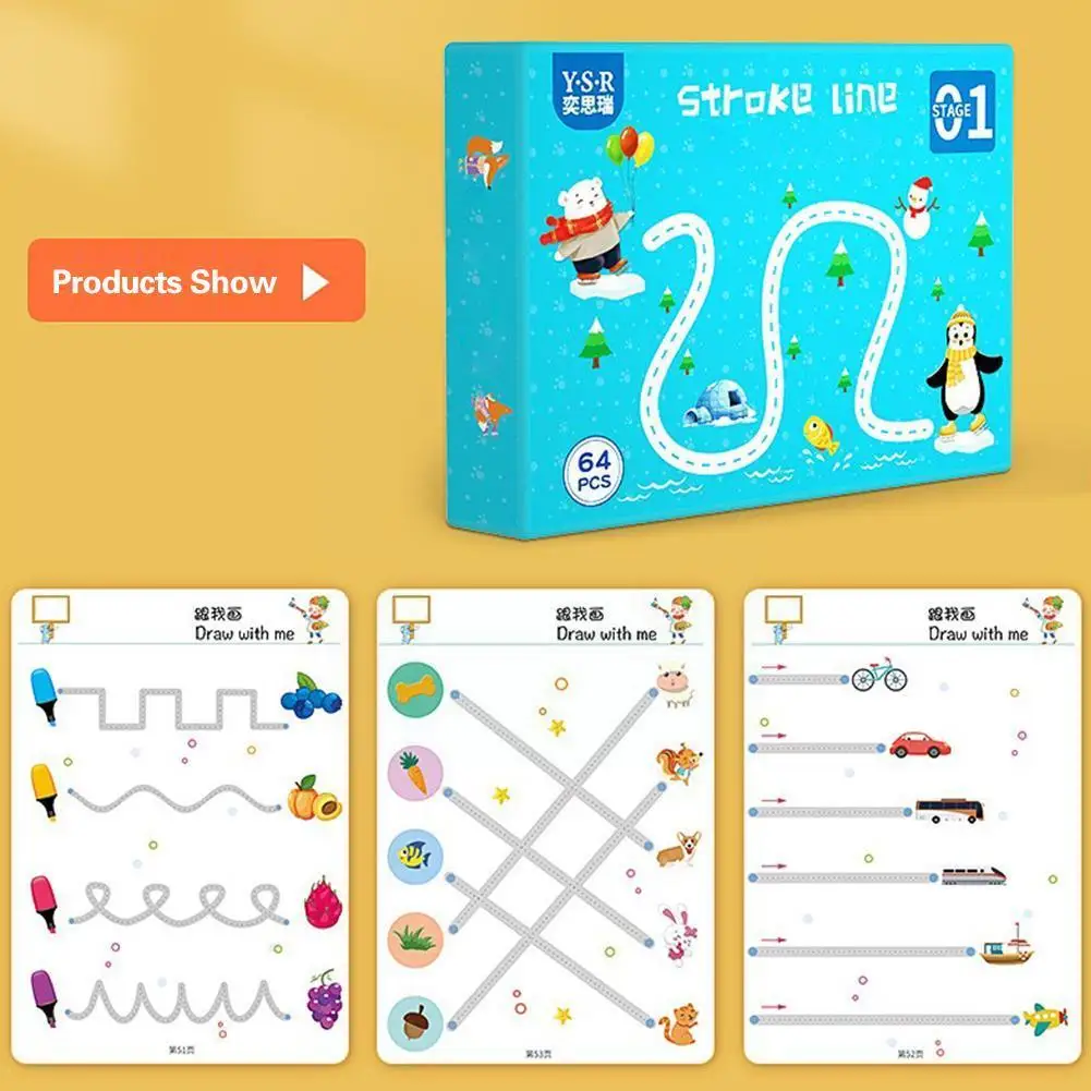 Libro de trabajo de trazado m&aacute;gico para ni&ntilde;os, cuaderno de caligraf&iacute;a reutilizable, libro de dibujo para pr&aacute;ctica, actividades de aprendizaje para ni&ntilde;os peque&ntilde;os, Juguetes-5