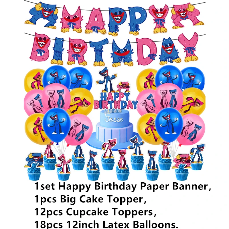 Huggy Wuggy Balloons Poppy Playtime Game Party Decoration Set Anime Ballons Peluche Happy Birthday Banner Kids Cake Topper Toy | Дом и сад