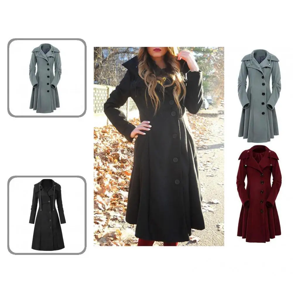 

Стильное шерстяное пальто средней длины, устойчивое к холоду, однотонное Женское пальто на шнуровке, ветровка, пальто, Женское пальто