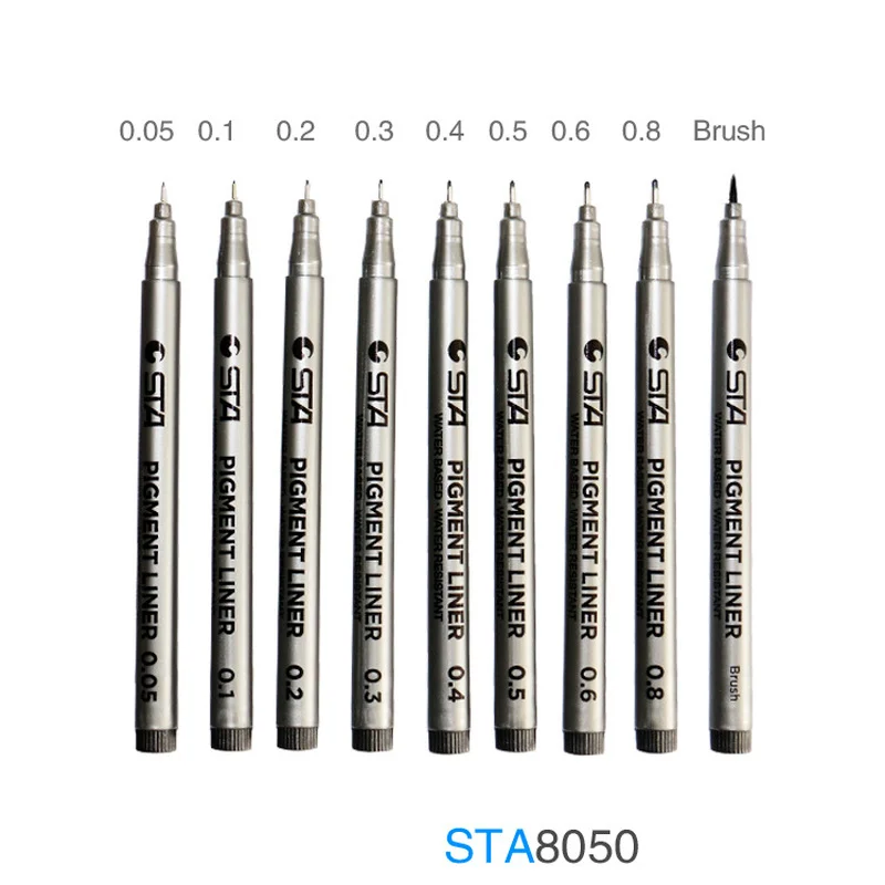 

1-Piece Pigment Liner Pigma Micron Ink Marker Pen 0.05 0.1 0.2 0.3 0.4 0.5 0.6 0.8 Different Tip Black Fineliner Sketching Pens
