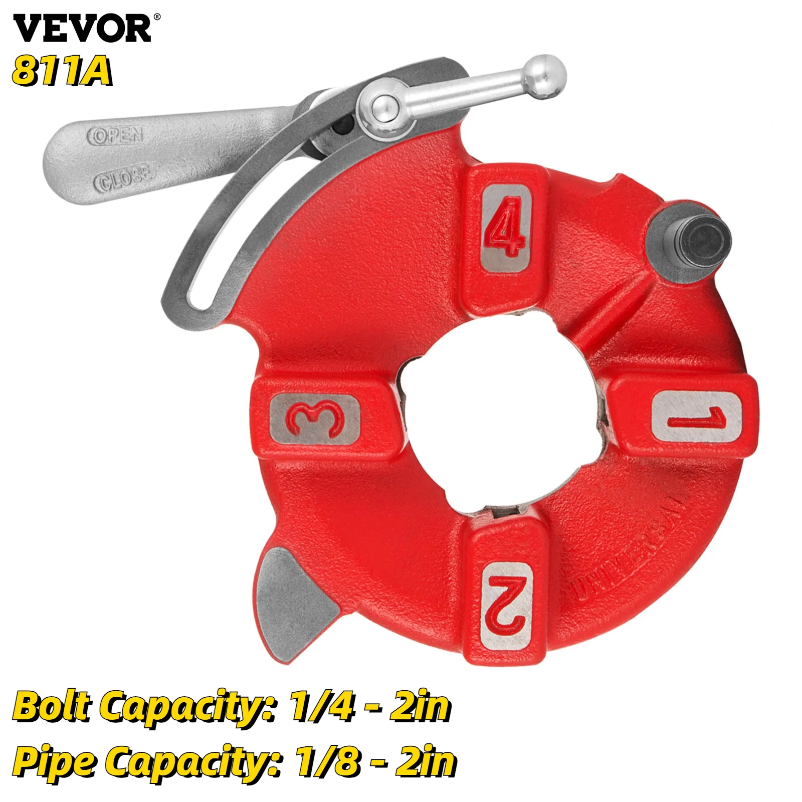 

VEVOR 811A Pipe Threading Die Head Fit 2in Self-Opening RIDGID Electric Tube Cutting Threading Machine Processing Accessories