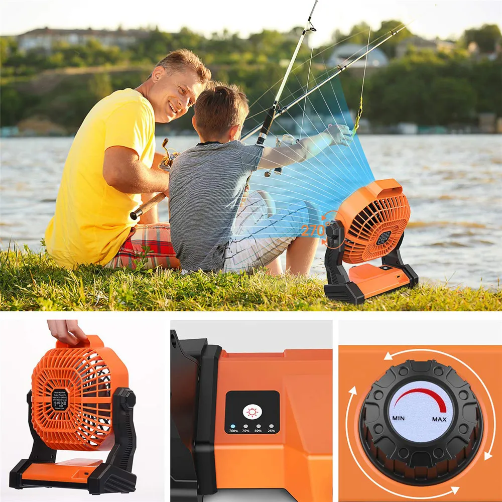 

Portable Rechargeable Desk Fan Multifunctional ABS 5200mAh Adjustable Three Modles Outdoor Camping Fishing Home LED Lantern Fan
