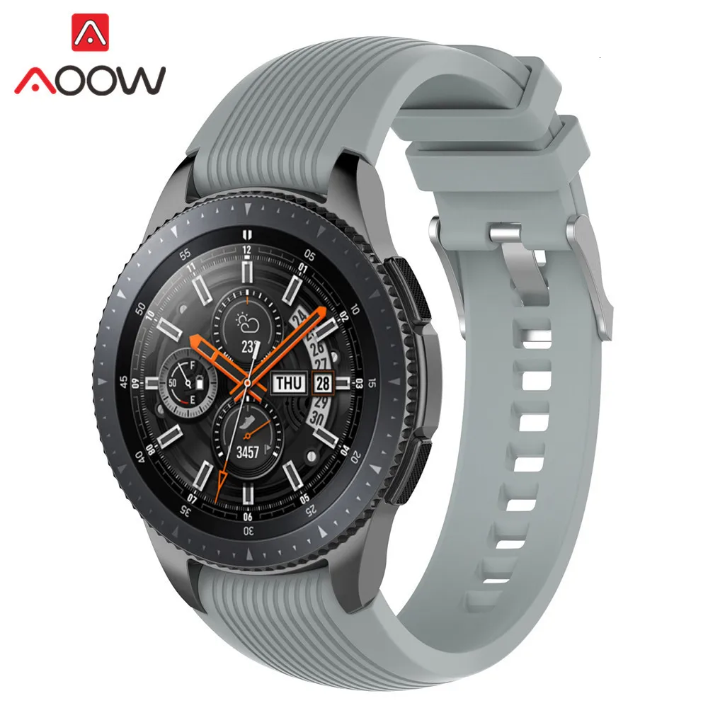 22 мм силиконовый ремешок для часов samsung Galaxy Watch 46 мм версия полосатый резиновый сменный Браслет ремешок для SM-R800 серебристый
