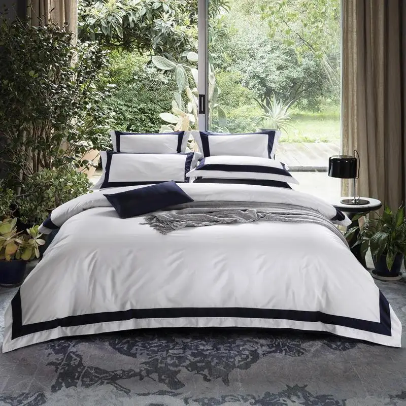 

42 Cotton Hotel White Bedding Set Luxury Queen King size Bed set Duvet Cover Bed Sheet spread Fit sheet set parure de lit