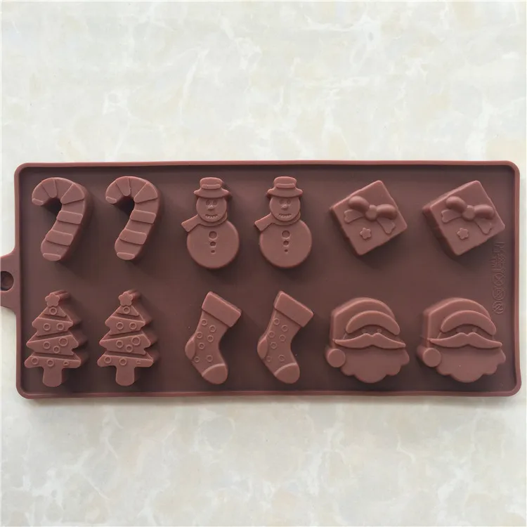 

1 Pc 10 Grids Christmas Series Silica Gel Chocolate Mold Ice Model DIY QQ Sugar Mold Christmas Stocking Bakeware Cake Tools