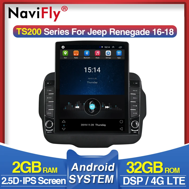 Автомобильный мультимедийный плеер NaviFly Tesla HD экран 1024*768 система Android для Jeep Renegade