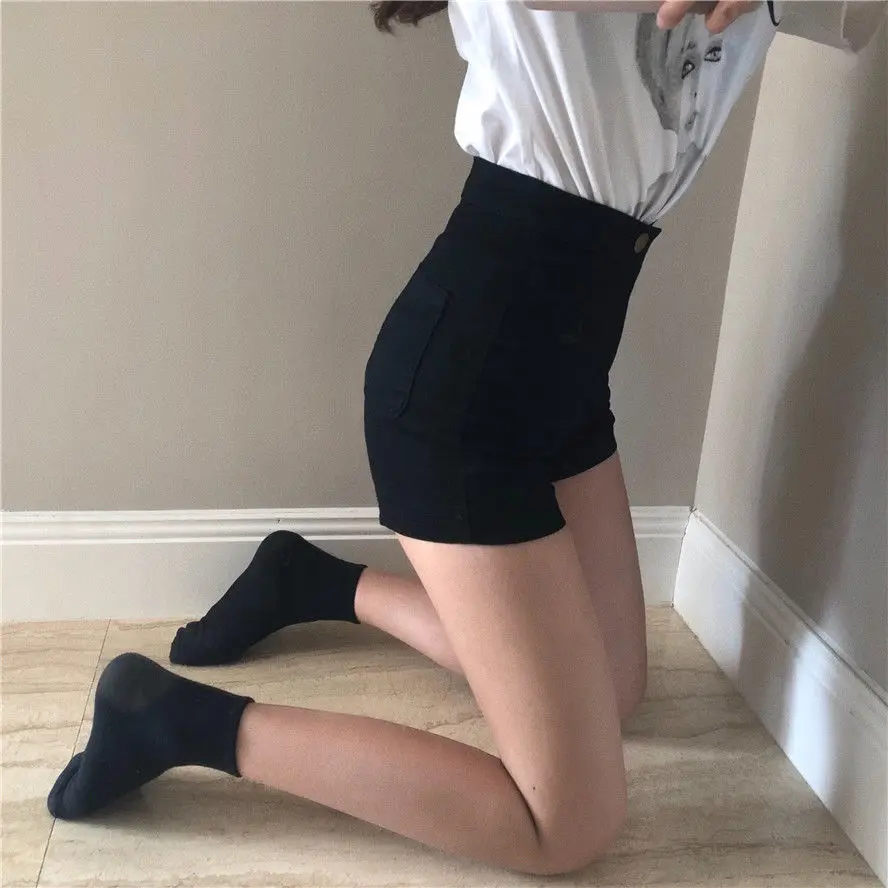 

Women's Summer New Tight Stretch Long Leg Hot All-match Hip Show Thin Black High Waist Jeans Super Short Shorts
